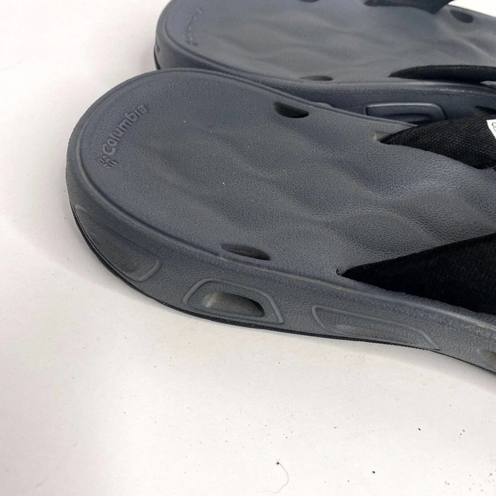 Columbia Sz 11 Womens Flip Flops Thong Omni Grip Techlite Black Water Sandal